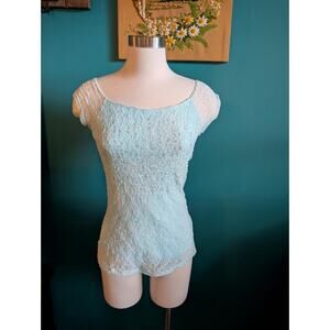 Women's Y2K vintage fairy powder blue lace top sequined size small medium